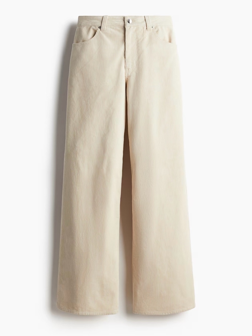 H&M Wide-Leg Corduroy Pants in Light Beige size 4